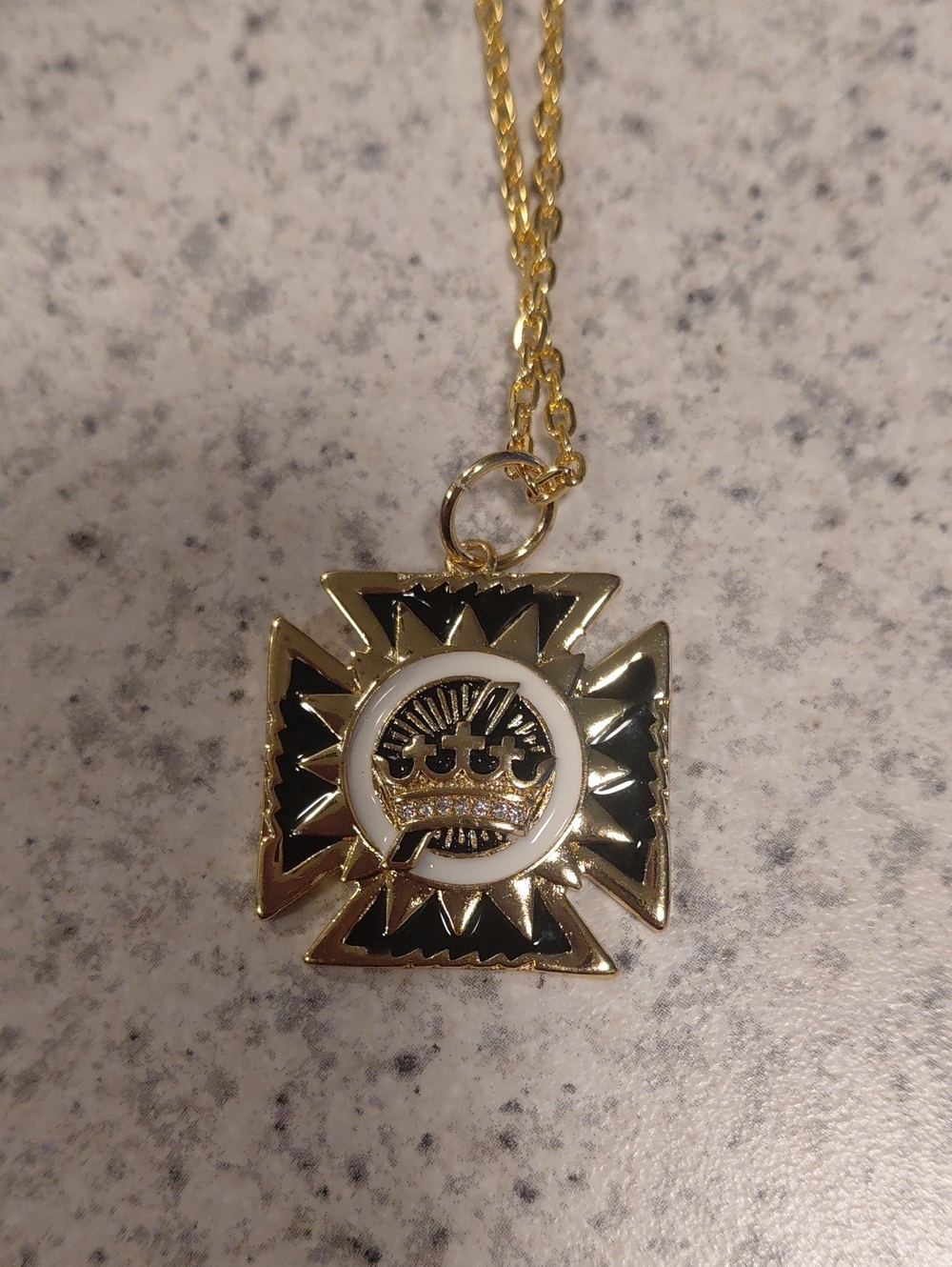 Gold and Black Sunburst Pendant Necklace and Earring Set - Picture 2 of 3